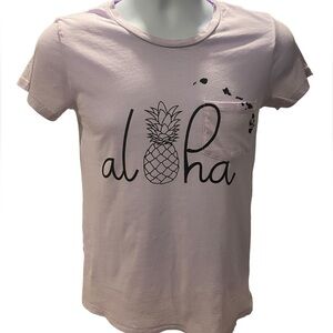 HONOLUA Wahine “Aloha” Hawaiian Islands Light Purple Pocket Shirt Women S Small